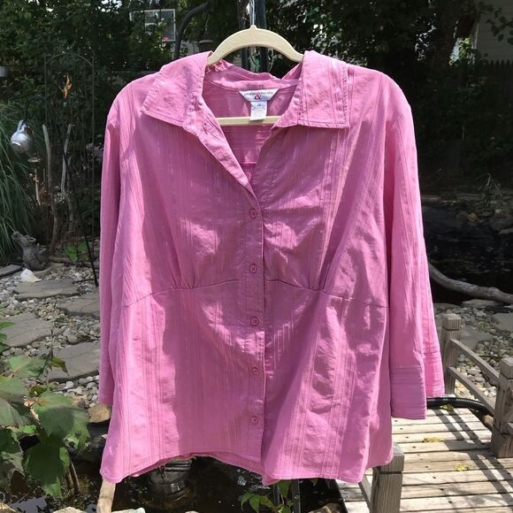 Women’s Pink Button Down Blouse - Picture 1 of 10